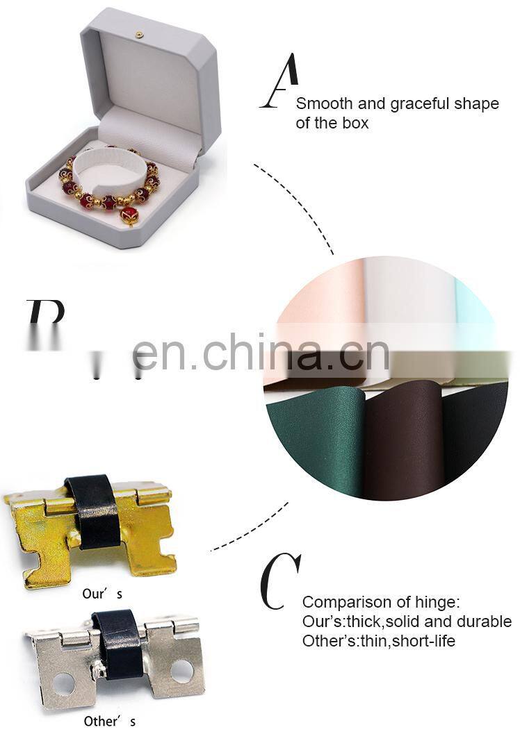 New Arrival Light Gray custom logo jewelry packaging Pu Leather Bangle Box