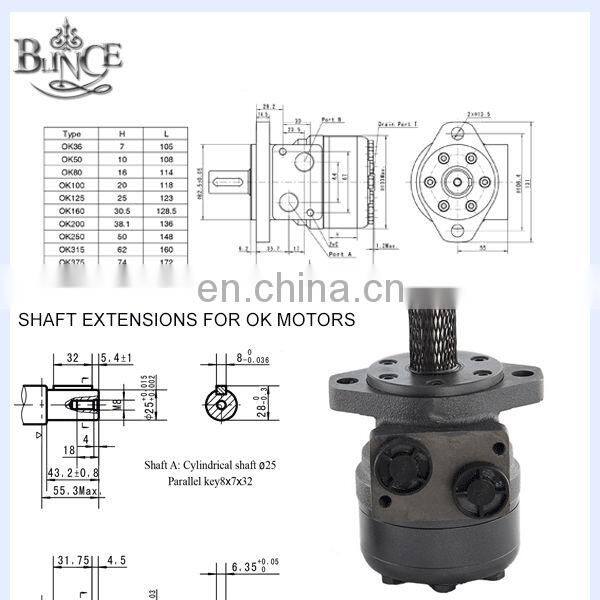dongguan blince orbit motor OK80,italy d/s hydraulic motor for horizontal injection machine