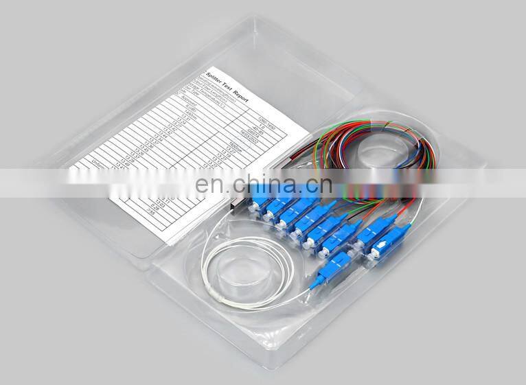FTTH singlemode mini steel tube splitter SC UPC connector 0.9mm 2way 4way 8way 1X2 1X4 1X8 1x16 PLC Splitter lgx