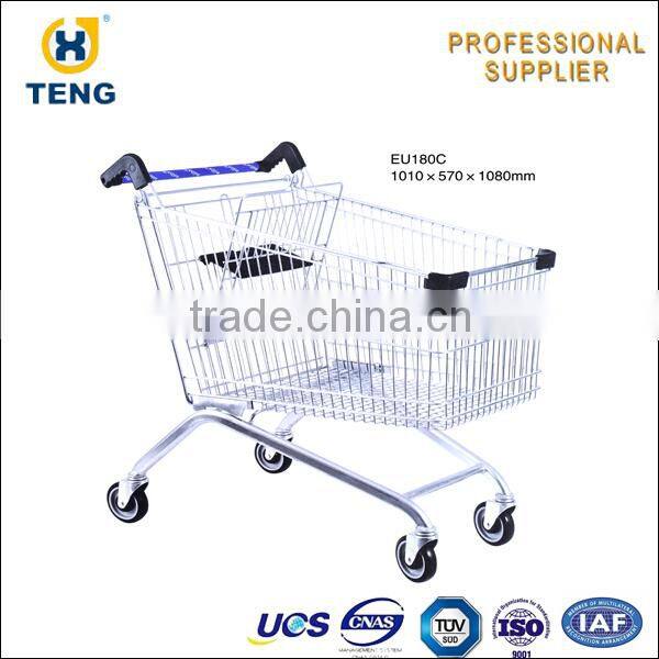 Europe Style 180L Supermarket shopping cart trolley foldable shopping trolley wheel