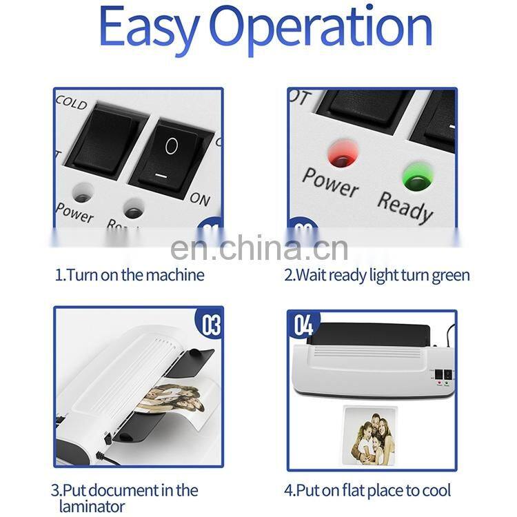 Warm up time 3-4 min A4 Cold Laminator Pouch Laminator Office plastic laminator machine roll