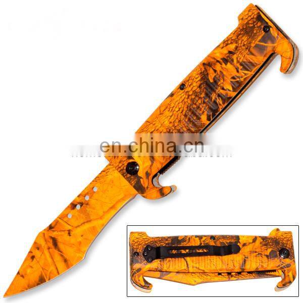 9 Inch aluminum handle stainless steel folding Custom Camping Knife