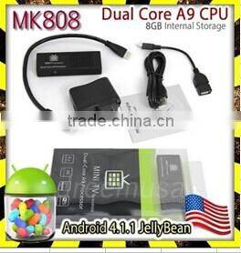 MK808 Dual Core A9 Google TV Box Android 4.1.1 RAM 1GB + 8GB Flash WIFI HDMI Full HD 1080P Mini pc android 4.2