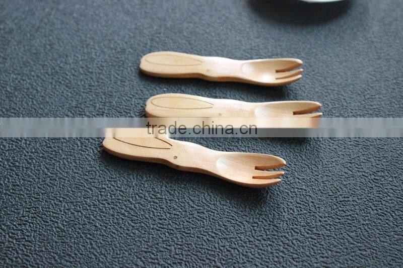Cartoon Girl Children wooden spoon with fork