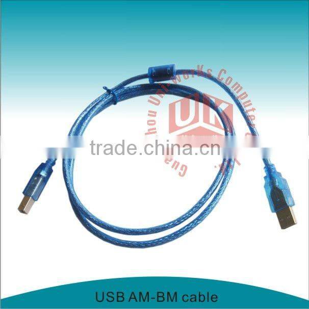 USB 2.0 AM-BM Transparent blue USB printer cable