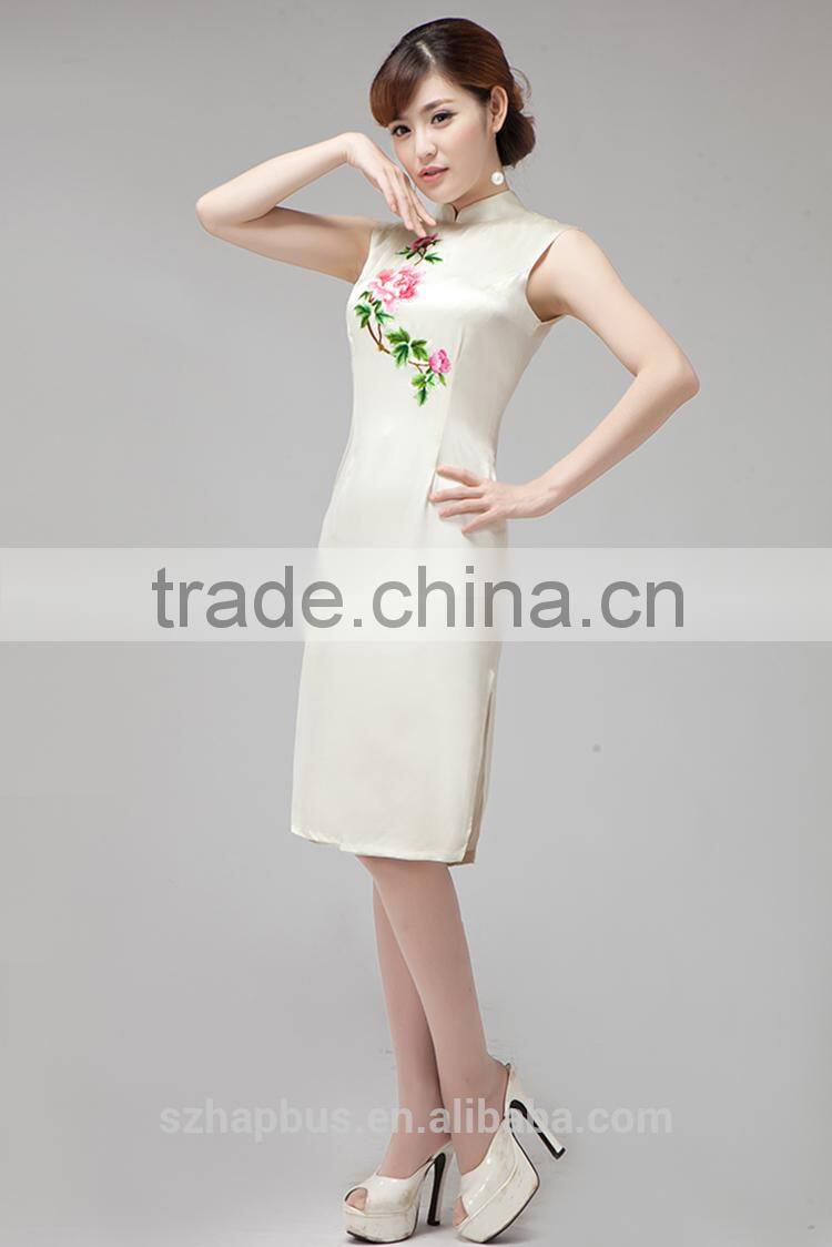 Hot new fashion embroidered dress handmade embroidery made in china