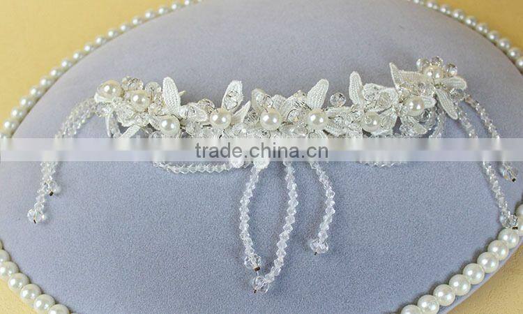 Women Wedding Party Hair Accessory Gold Headband Side Wave Metal Chain Headpiece Fashion Faux Pearl Beads Hair Jewelry Festival