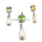 Pink Crystal gemstone setting jewelry sets 925 sterling sliver pink gemstone