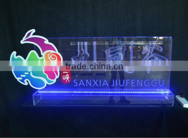 Customized acrylic led edge lit sign base,high quality ceremony supplies