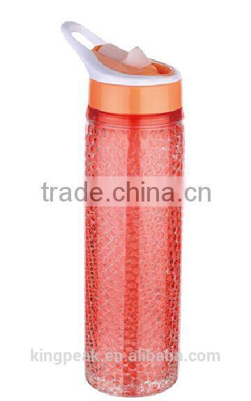 2015 hot sale 28oz plastic ice sports water bottle with straw and carry bag/Sport travel water bottle /Drinking water bottle