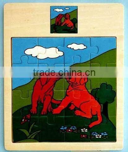 Hot selling educational wooden toys dog plane puzzle