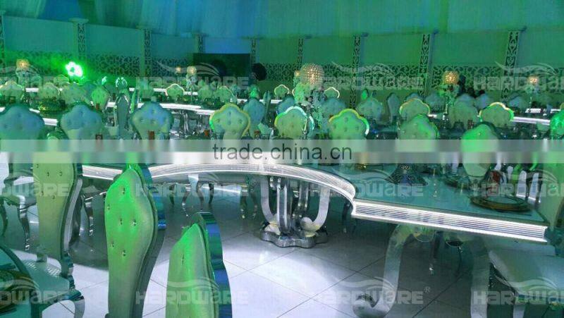 half round wedding gold table , white top dining table MDF