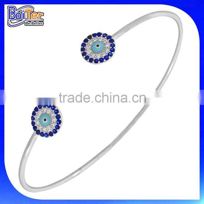 High Quality Jewelry 925 Sterling Silver Gold Blue Evil Eye Bracelet