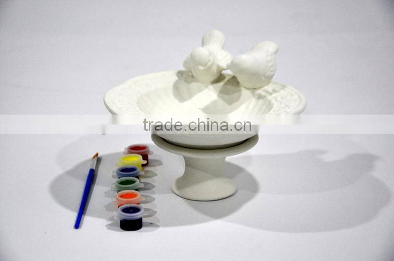 Paintable Ceramic Bird Basin for Kids