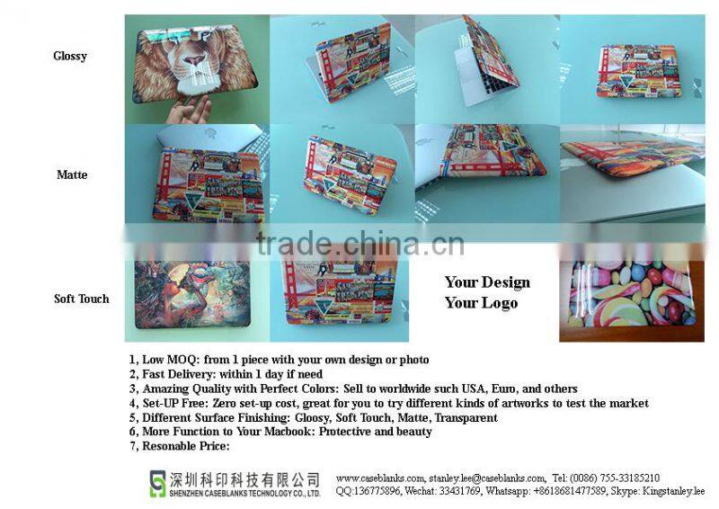 High Quality Case for Macbook, new design cover for Macbook Retina, the first sublimation laptop case manufacture