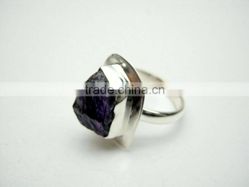 Aquamarine Raw Natural Gemstones Fashion Ring, 925 Solid Sterling Silver Adjustable Rings, Brazilian Aquamarine Rough Gemstones