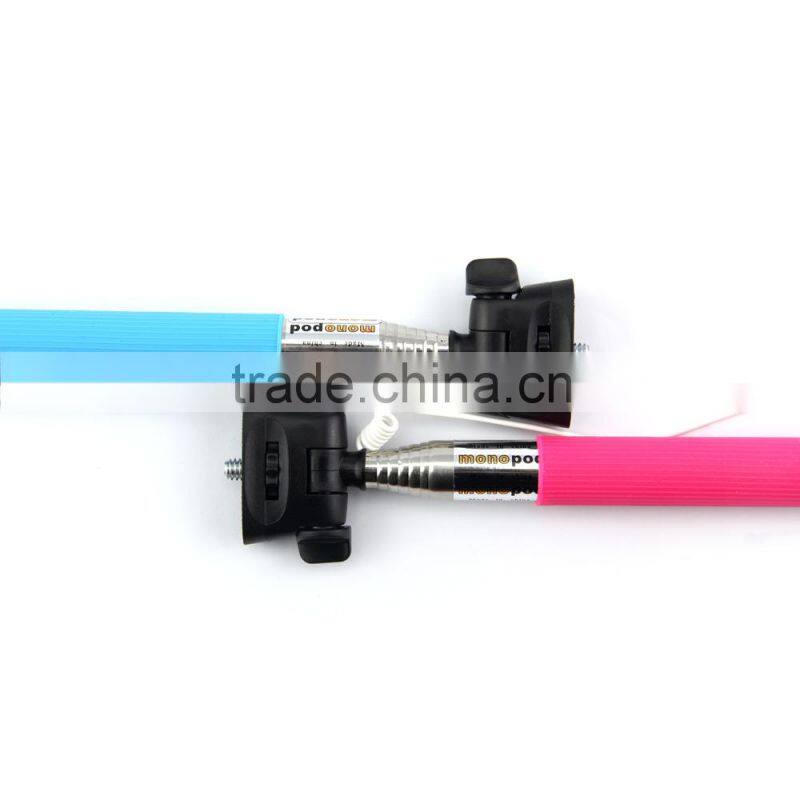 2015 Customized Logo wired selfie stick monopod with many colors available