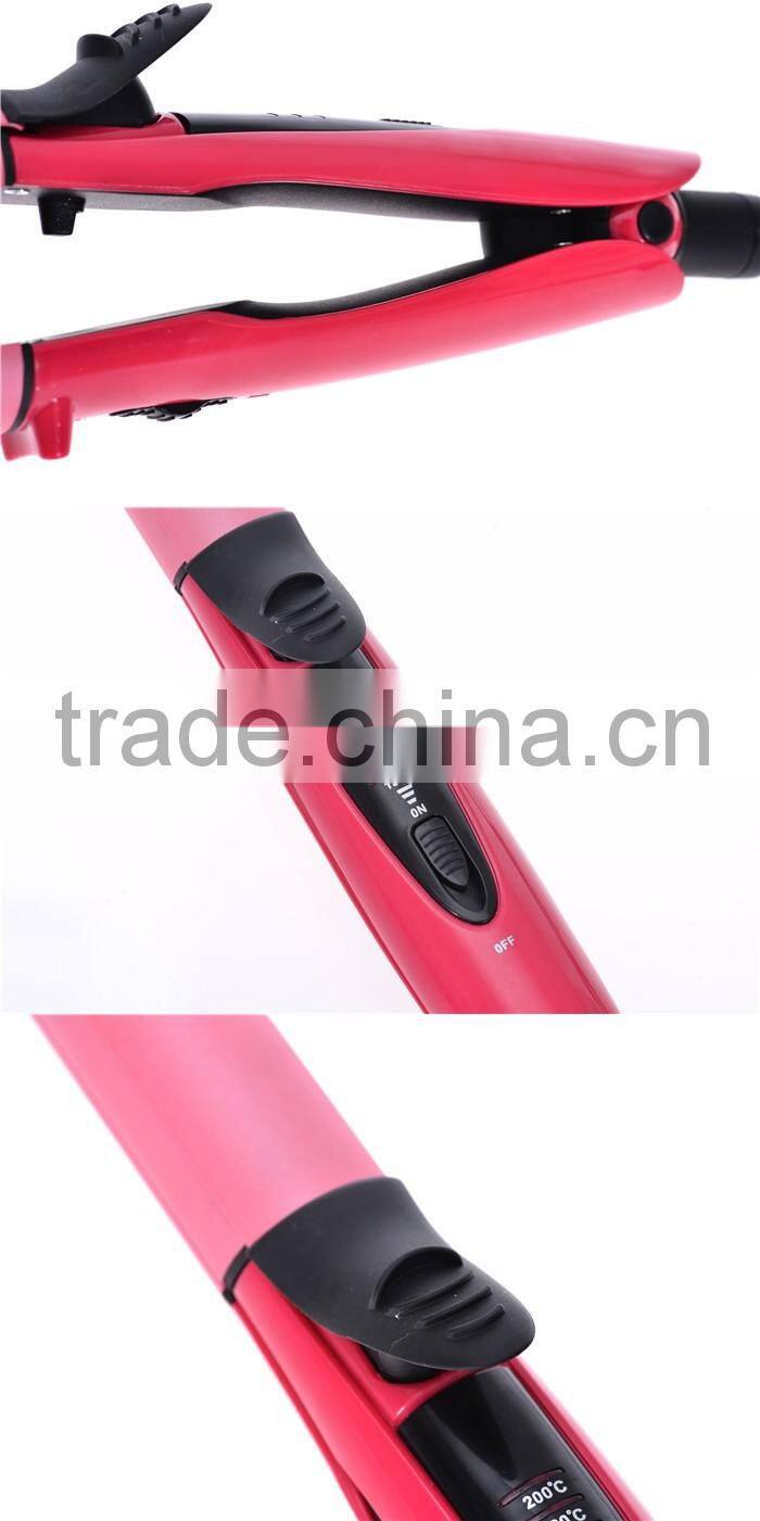 Fine hair straightener and curling iron in one LED