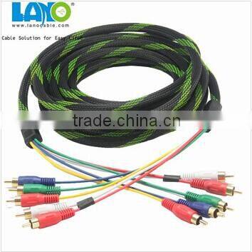 Top quality nylon braid 5RCA to 5RCA audio cable with cheap price