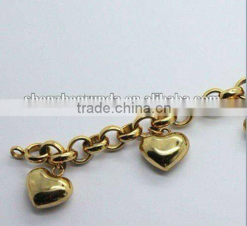 wholesale 2012 new fashion simple gold bracelet designs women with heart pendant