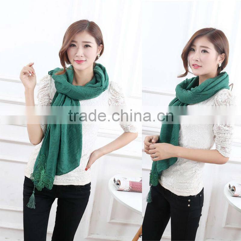 butterfly tassel plain color most popular cute scarf cotton