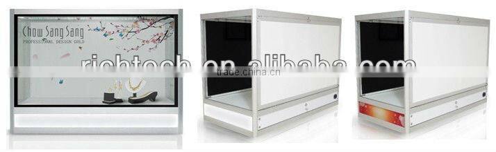 Richtech new modern clear mirror display box transparent LCD display with best price