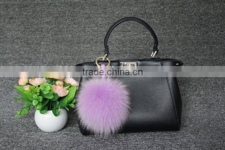 Real Natural Fox Fur Ball Pompom Keychain Hanging Accessory Pendant