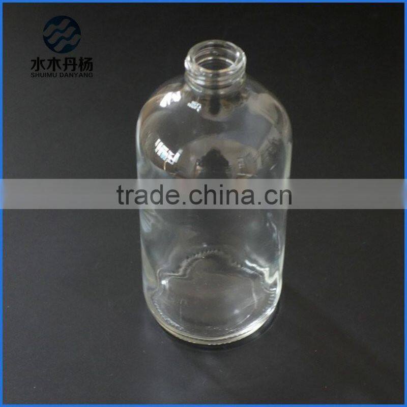 500ml 16oz clear boston round glass bottle pharmaceutical clear boston bottle with gold screw cap