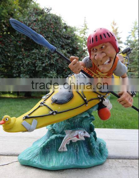 Kayak river rafting collectible 12 inch poly-resin figurine by Warren Stratford