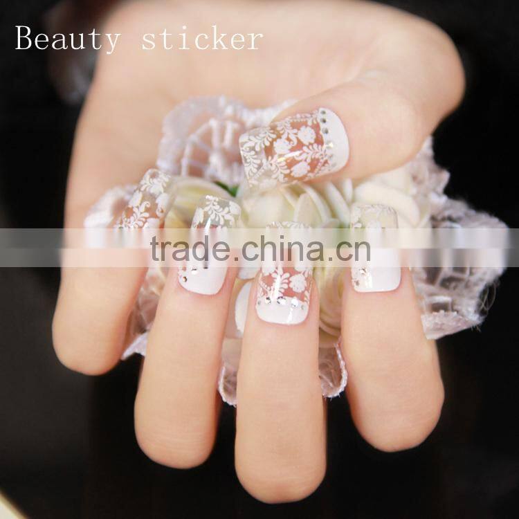 Beuaty sticker nail printing plate nail vinyl stencil white lace elegant nail wrap for beauty women