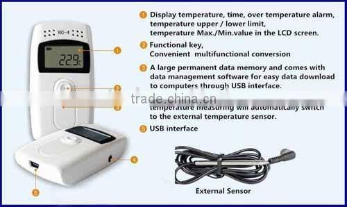 Digital USB Thermometer Temperature Recorder/Data Logger Temperature Humidity CE ISO RHOS APPROVED RC-4HC