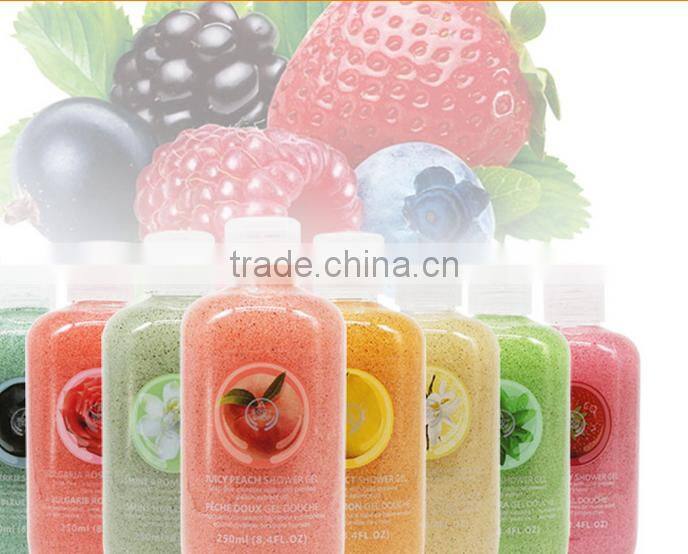 Nature extract jasmine/starwberry/lemon/blueberry/rose /pinch/aloe /vanilla Skin Whitening Shower Gel
