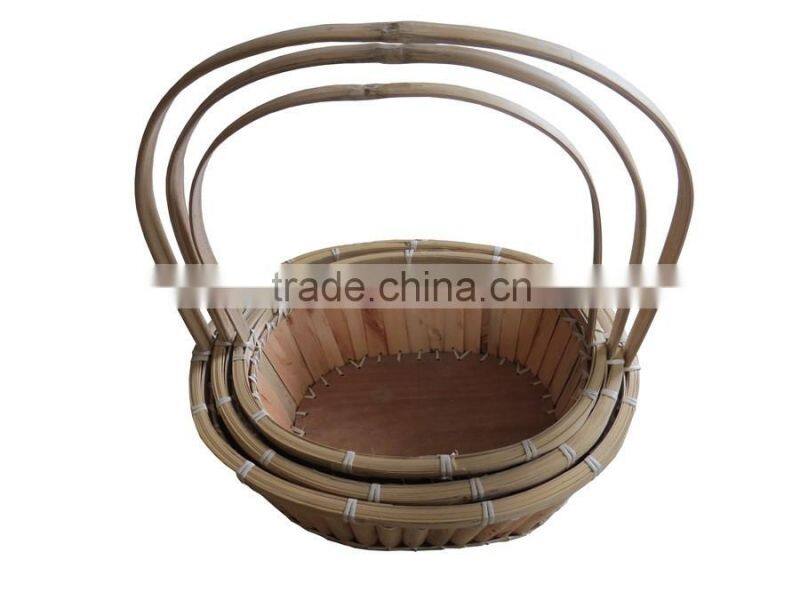New style oval wood natural basket with handle