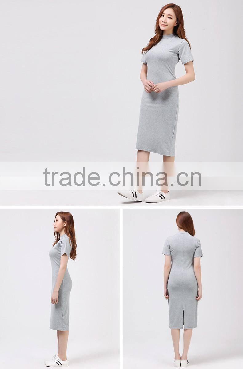 Cultivate one's morality dress female long T-shirt with short sleeves dress after casing head split package hip skirt