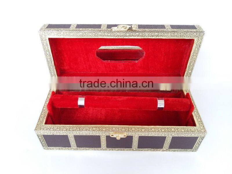 ANTIQUE LOOK, ARTIFICIAL LEATHER FINISH, WOODEN HANDMADE BANGLE BOX / BRACELET BOX- 1-ROLL