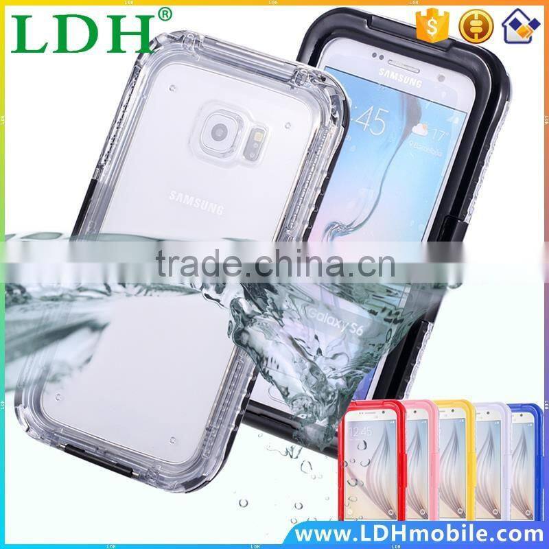 S6 /S6 Edge New Waterproof Transparent Case for Samsung Galaxy S6 /S6 Edge Clear Diving Soft Back Strap Hard General Phone Cover