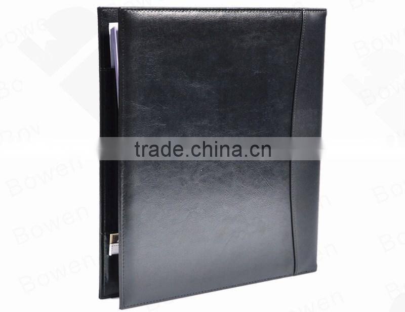 office product black PU A4 leather ring binder folder