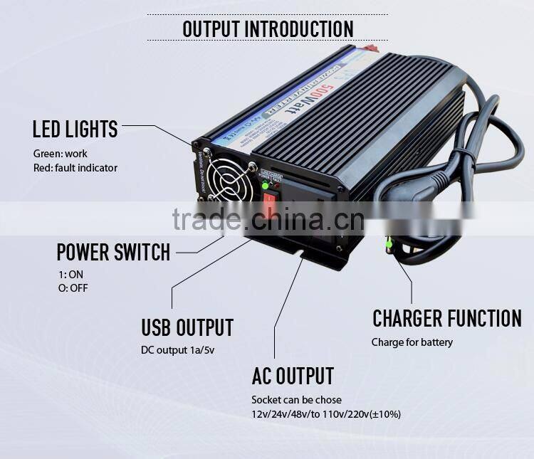 500w inverter with charger for battery charging, dc to ac battery charger inverter
