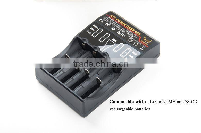 HXY arrival 4 bay Universal battery charger for Ni-CAD Ni-MH Li-ion batteries