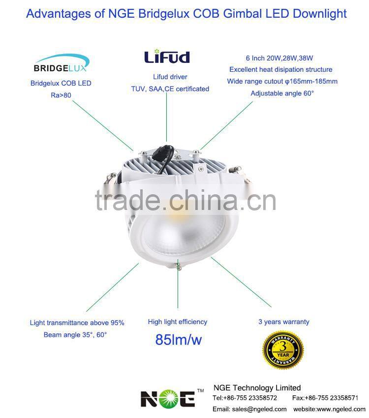 adjustable gimbal cob round led downlights 28w 38w downlight cob
