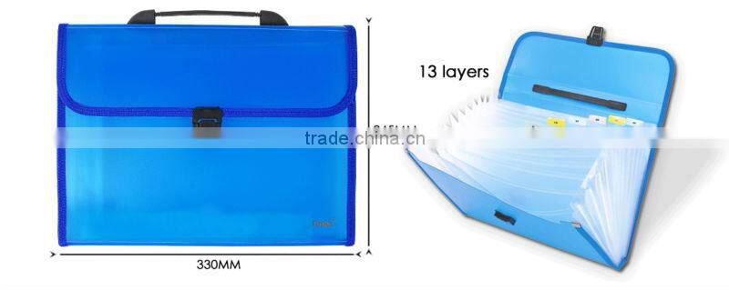 A4 13 Layers Transparent Color Expanding File Pocket