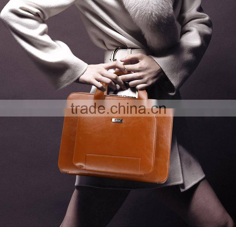 BUBM 2016 Portable Bag For Macbook Air 12 PU Leather Case Bag For Apple For Macbook 12" coffee color