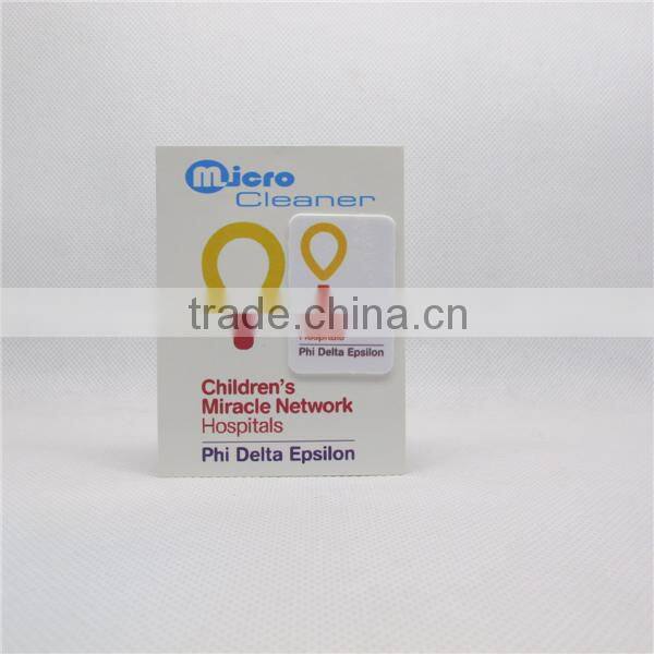 2015 hot sale microfiber cloth +PU gel+ paper card sticker screen cleaner