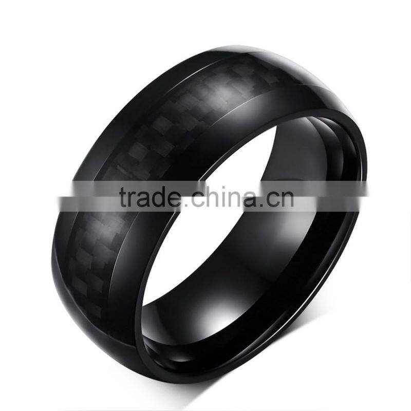 R-127 8mm Genuine Titanium men's ring Carbon fiber rings/ carbon fiber steel ring
