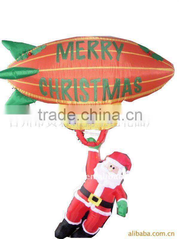 Inflatable santa in Helicopter