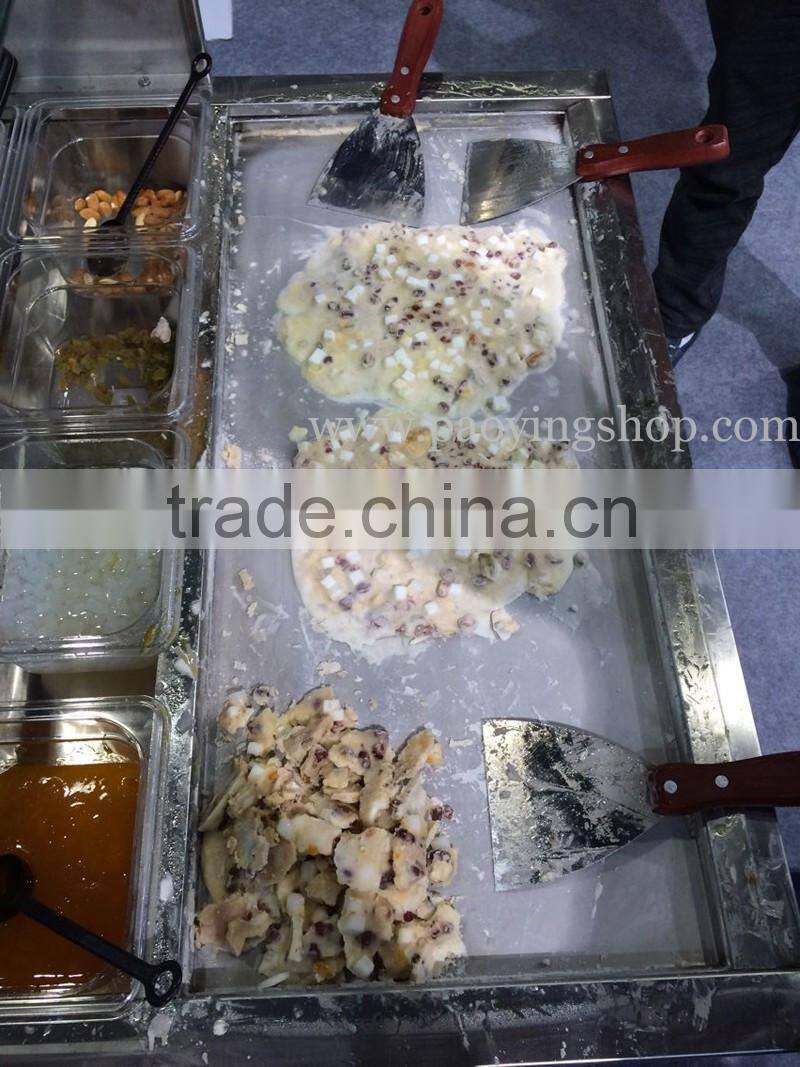 R22 Double Compressor Stainless Steel 110v 220v Electric Flat Pan Frozen Yogurt Rolling Ice Cream Machine with 8 Boxes