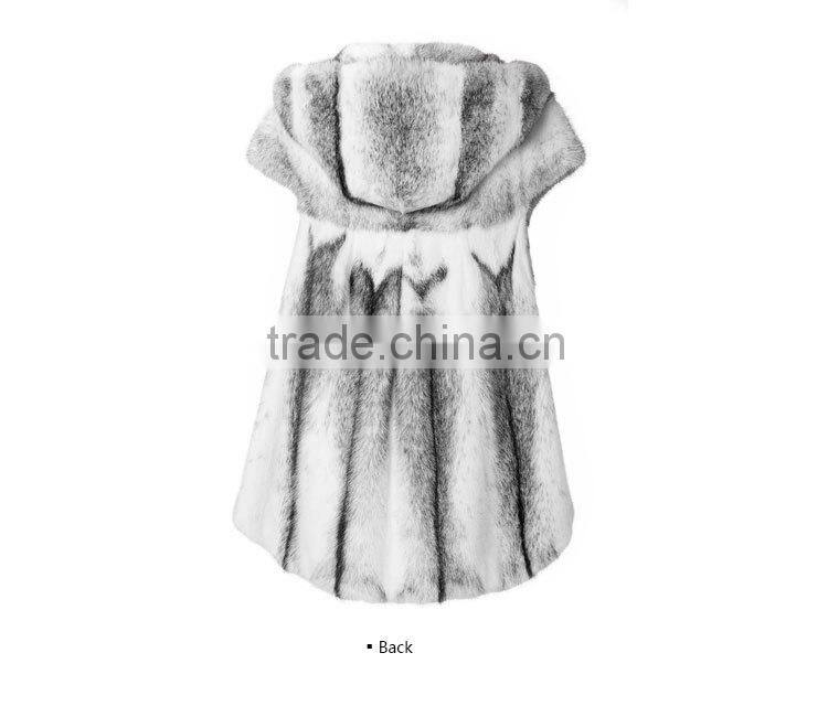 regular length winter women black cross mink fur coat with hat