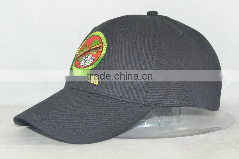 Guangzhou hat factory professional custom / 100% cotton /6 panel / embroidery logo/black baseball cap