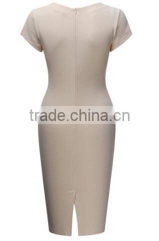 Women's Vintage Navy Style Cap Sleeves Business Bodycon Dress