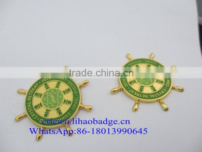 2016 Customized shape and logo Brass plating Sport Lapel pin badge with butterfly clutch Soft enamel Metal/Custom badge